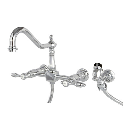 TUDOR KS1241TALBS 8" Centerset Wall Mount Kitchen Faucet with Brass Sprayer KS1241TALBS